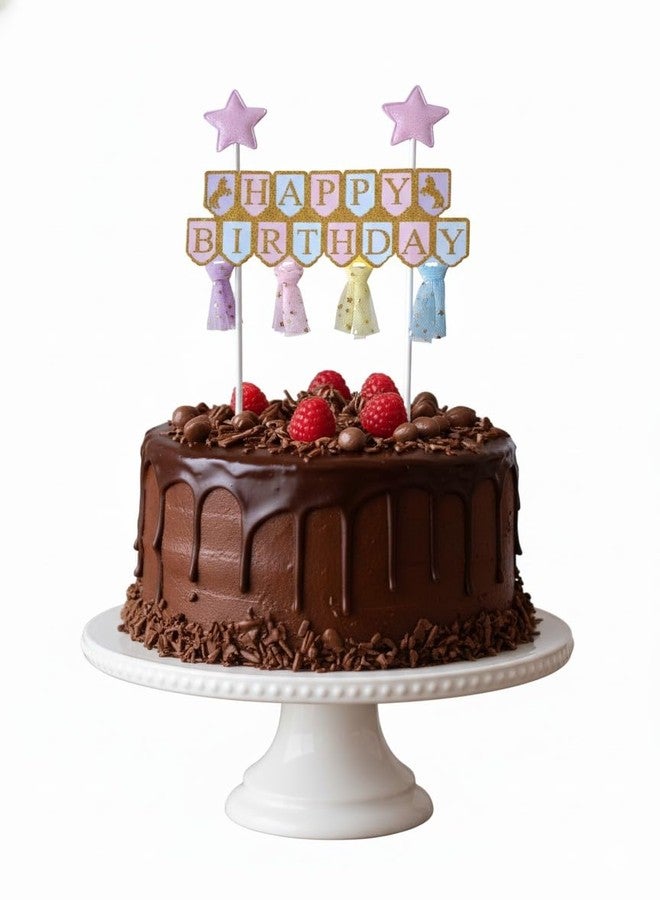 FI - FLICK IN 1 Pc Happy Birthday Cake Topper Birthday Decorations Items Multicolor Alphabet Cardstock Banner With Ribbon For Kids (Pack of 1, Multi) - Image 4